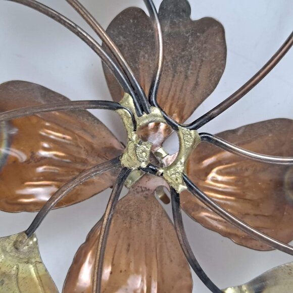 Copper & Brass Dogwood Flowers Wall Hangings Vintage Mid-Century Modern 4 Pieces - Picture 10 of 10